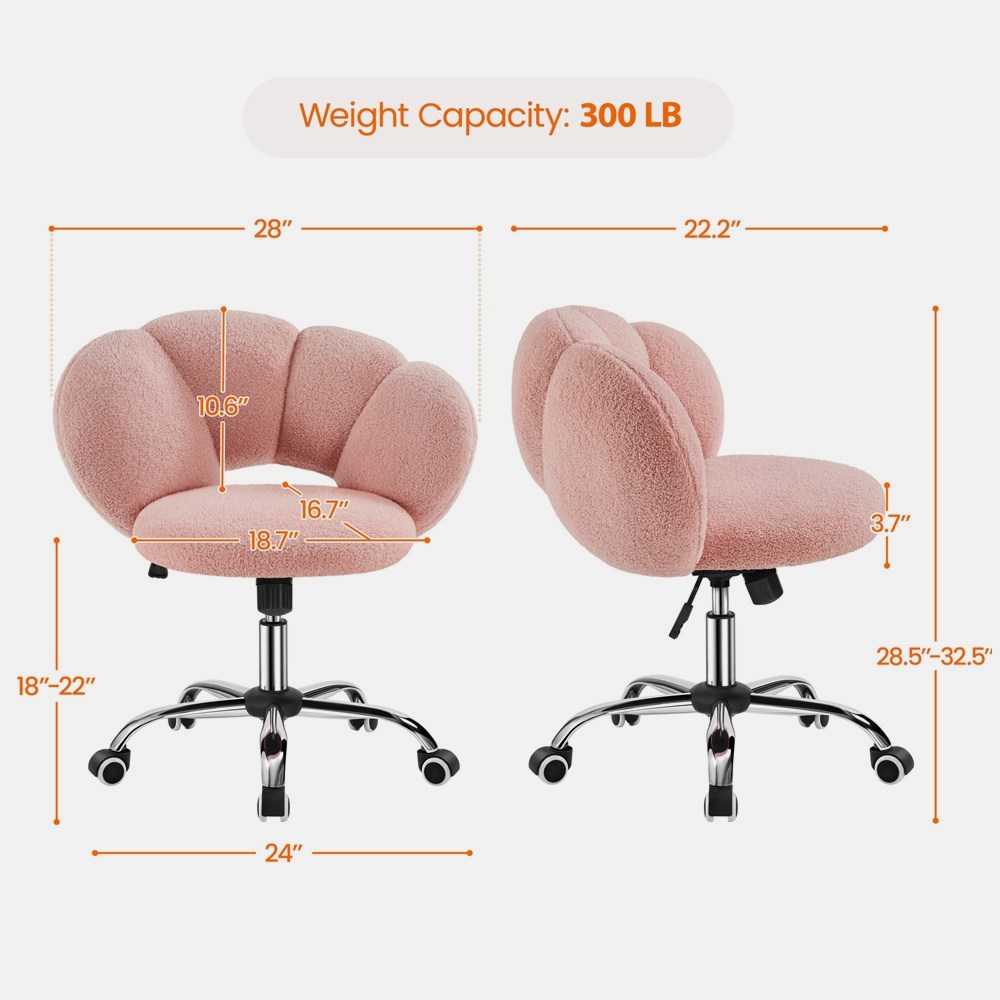 Home Office Desks - Cloud-Shaped Upholstered Vanity Chair with Adjustable