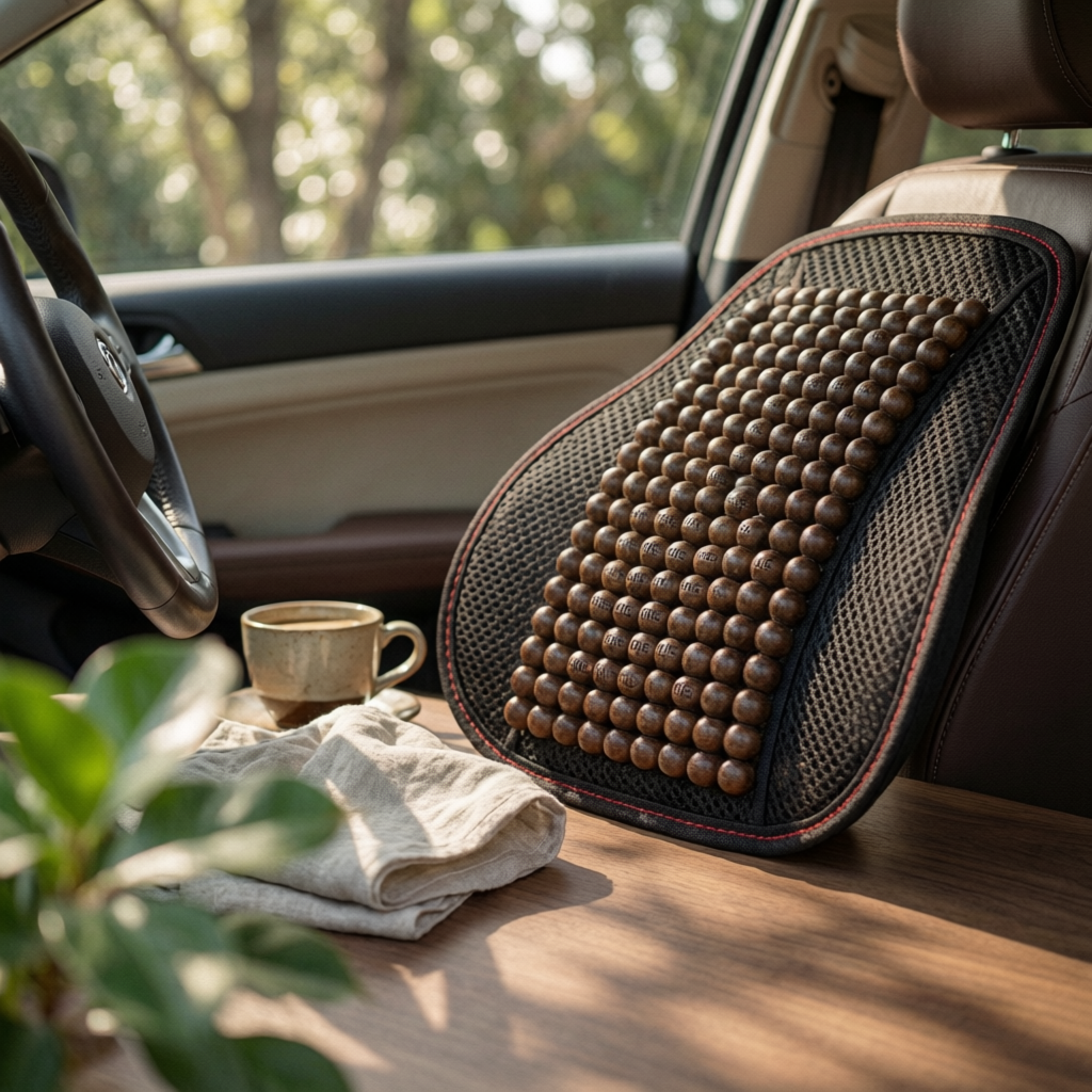 Mesh Back Cushion - Beaded Back Cushion Contoured Car Seat