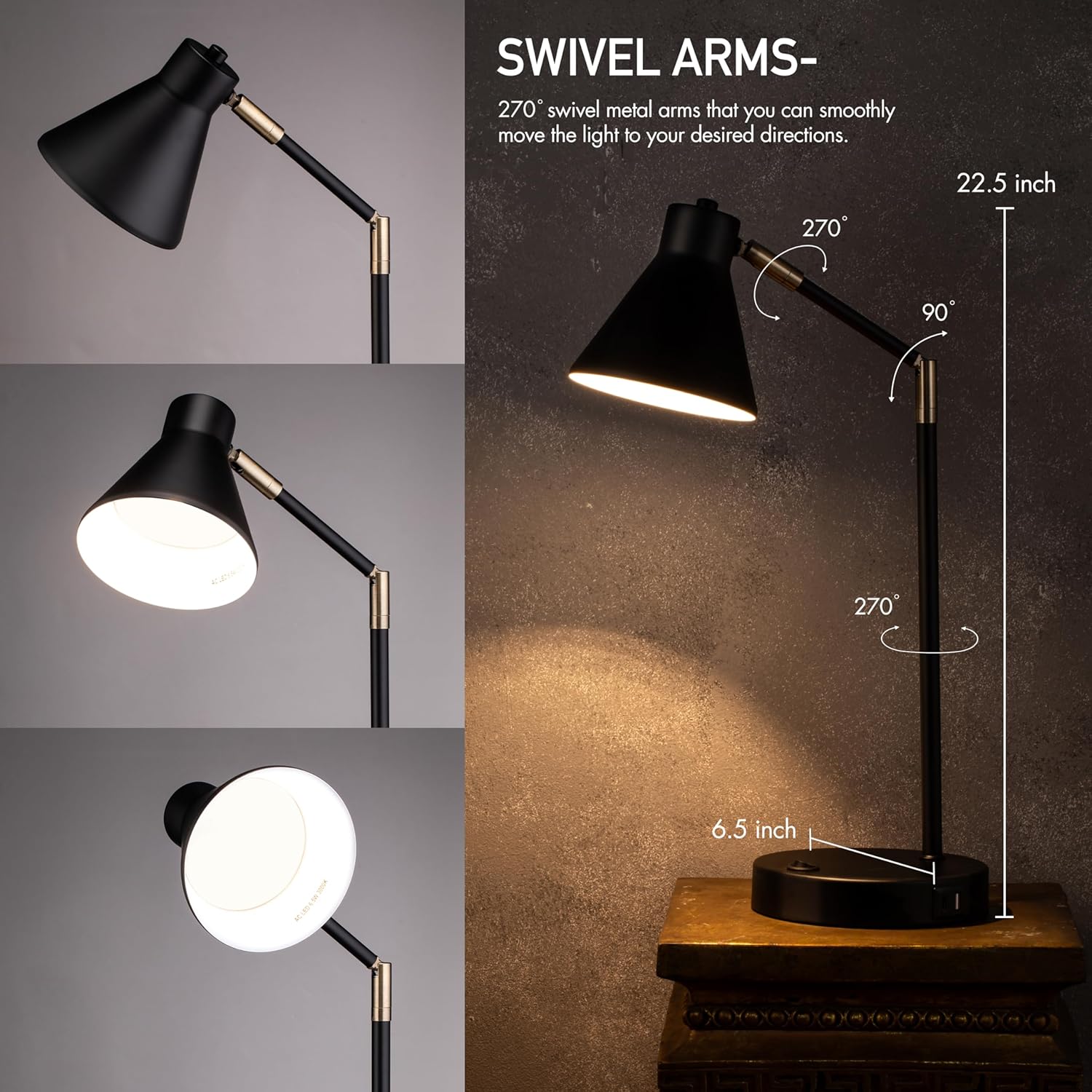 LED Desk Lamp with Dual USB Ch - Home Office Desks avaliação e preço