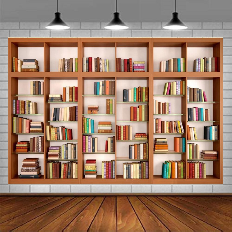 Modern Wooden Bookshelf Photog - Home Office Zoom Background Free avaliação e preço